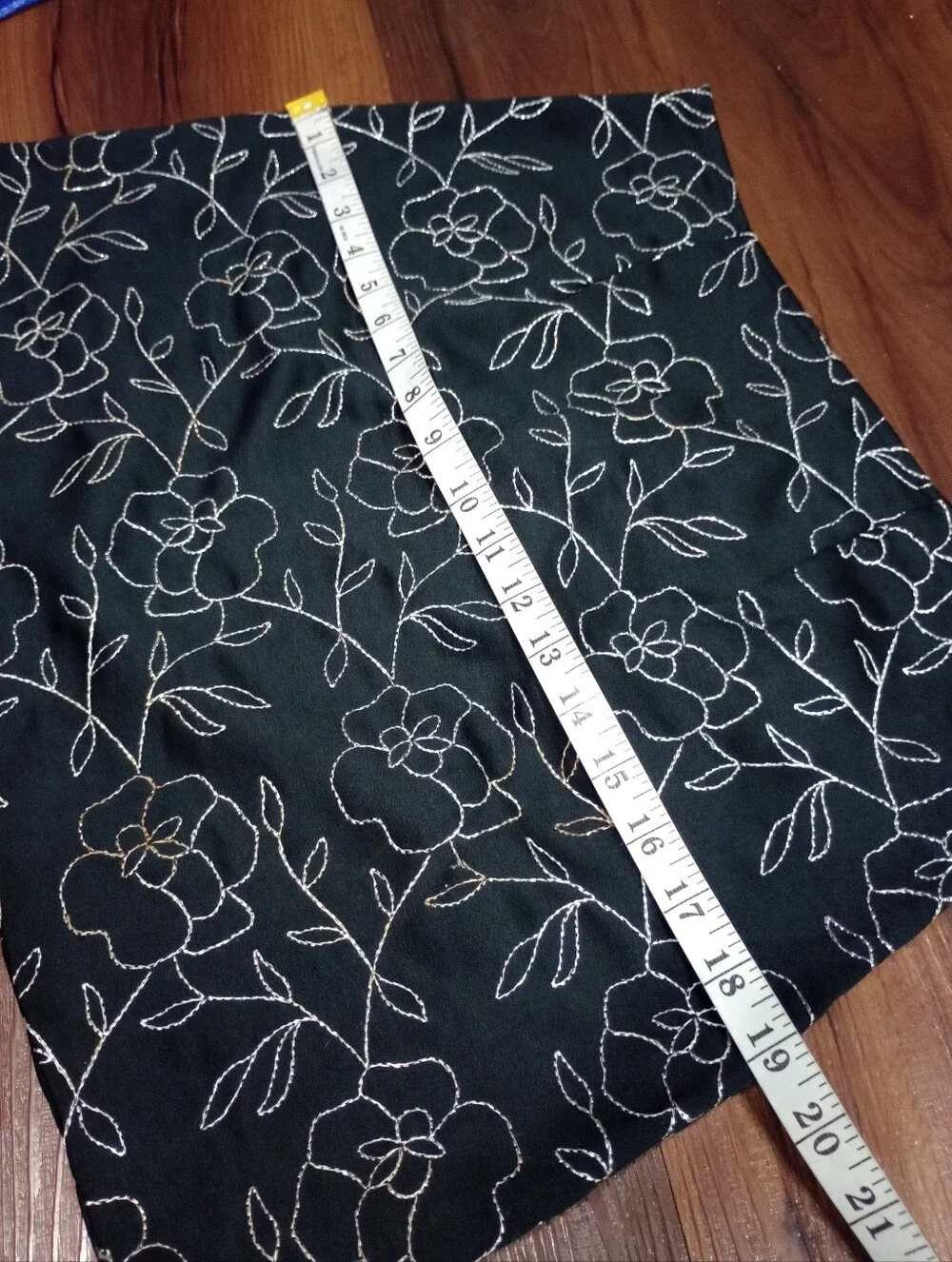 Vintage 90s Rampage Silver Floral Embroidered Mini Skirt Whimsigoth Witchy